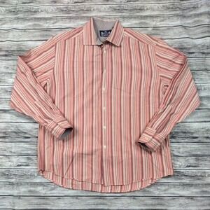 R&G Robert Graham Men Size XL Striped Shirt Long Sleeve Retro Flip Cuff
